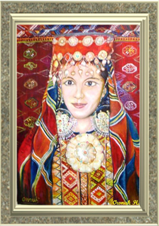 Turkmen woman in traditional dress